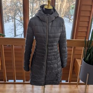 SAVE THE DUCK Charcoal Hooded Puffer Jacket